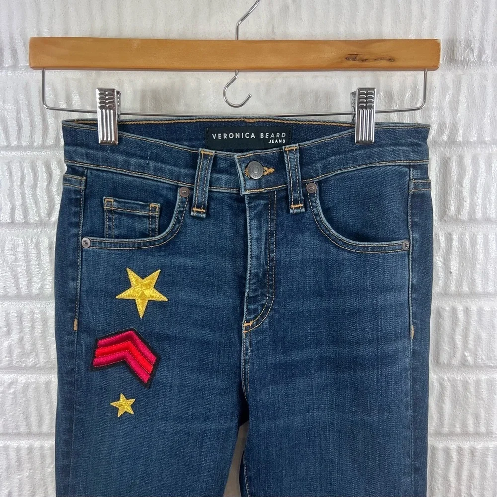 Veronica Beard | Kate 10” Patch Skinny Jean Raw Hem 24 - Picture 3 of 8